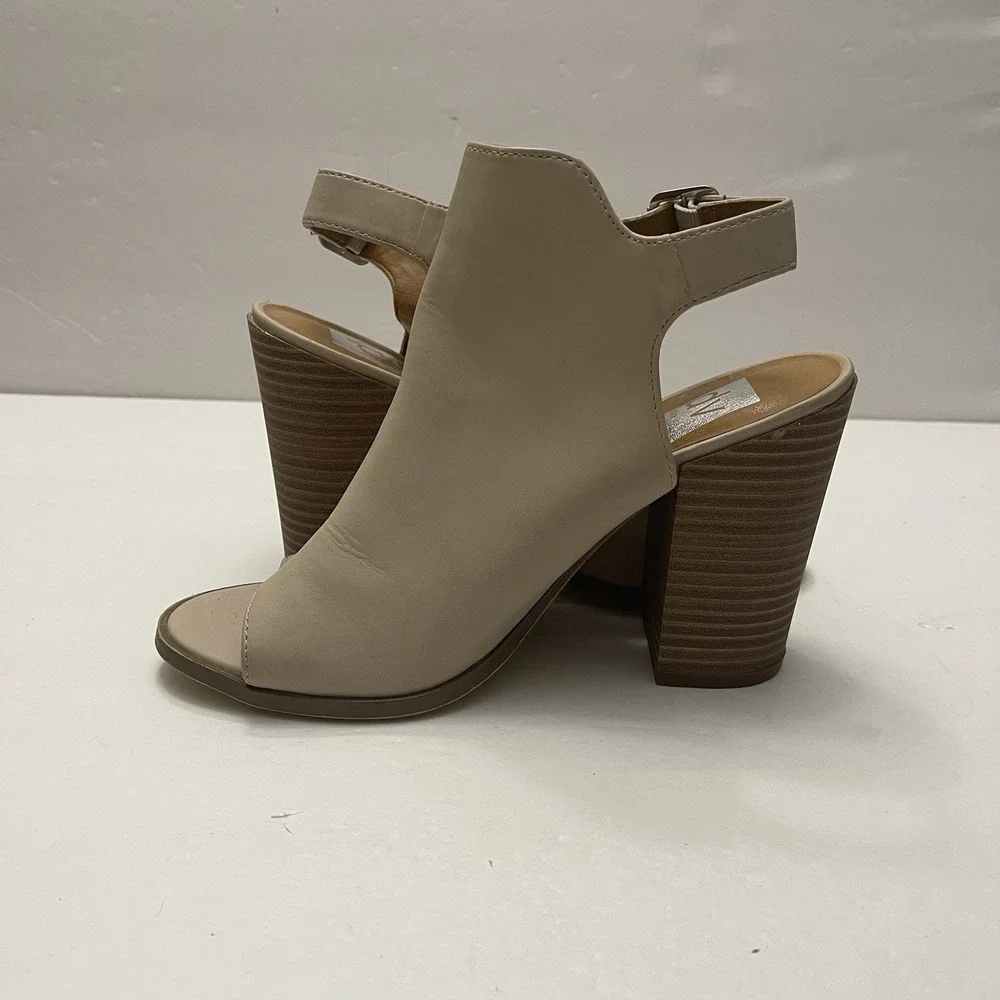 DV Dolce Vita‎ Women's 6.5 Birdie Taupe Ankle Boot Bootie Open Toe Chunky Heel